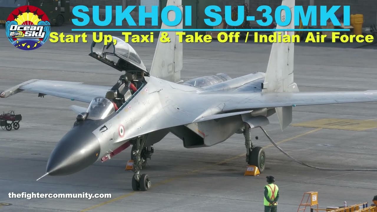 (4K) SUKHOI Su-30MKI Start up, Taxi & Take Off. Indian Air Force. Ocean Sky 2025. Ejercito de Aire.