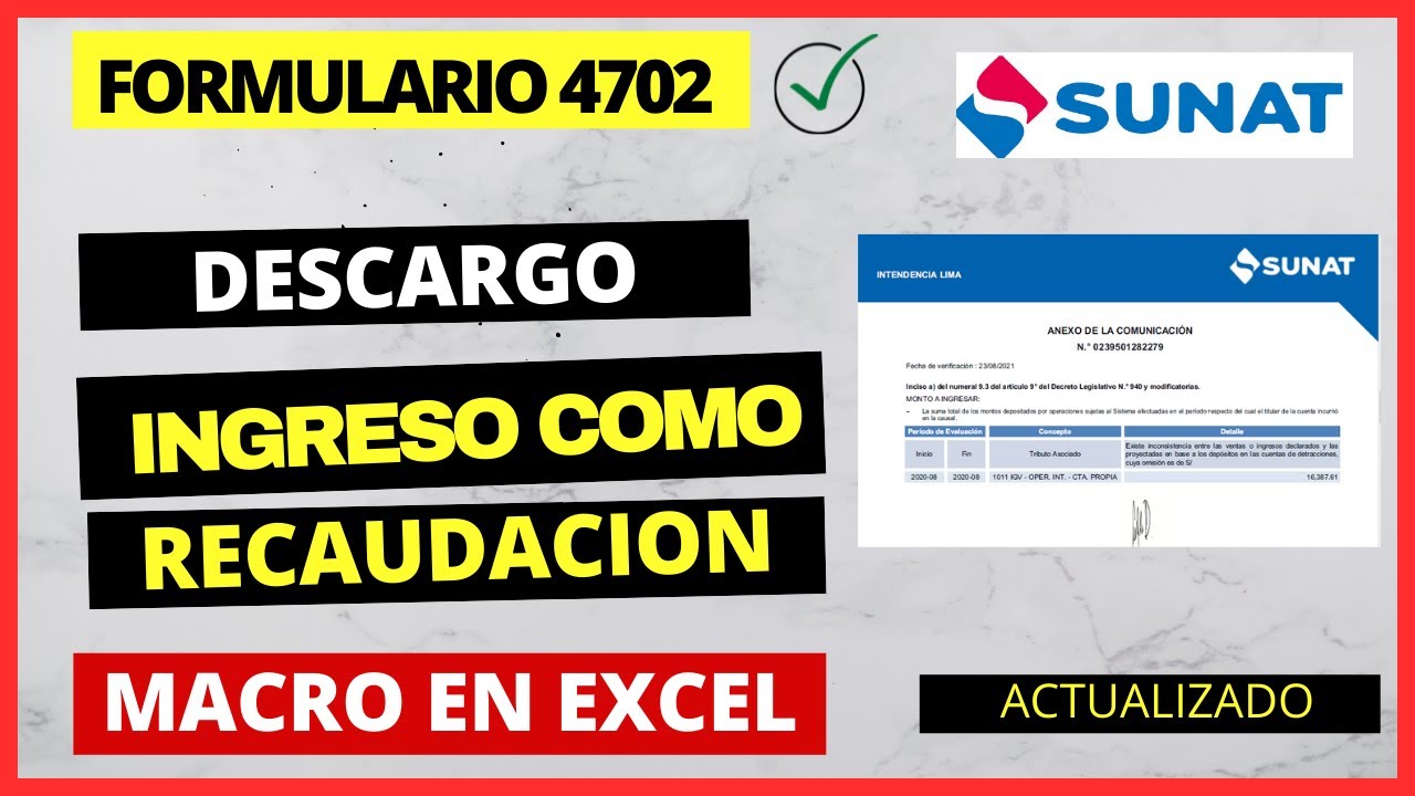 COMO REALIZAR EL DESCARGO DE INGRESO COMO RECAUDACION SUNAT 2025| FORMULARIO VIRTUAL 4702 POR WEB