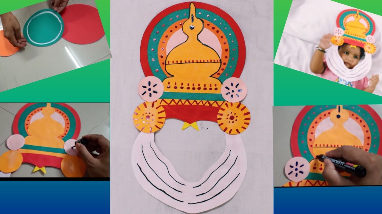 How to make Onam face mask for kids at home। Kathakali face mask। Fancy dress competition। 