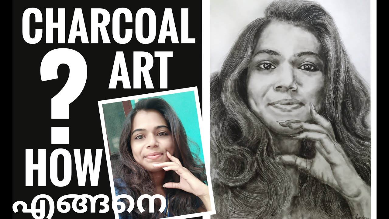 Charcoal drawing (portrait) എങ്ങനെ?? Realistic art malayalam art