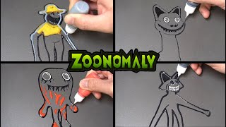 Zoonomaly Pancake Art - Zoo Keeper, Friendly Red Frog, Big Smile Cat, Boss Smile Cat