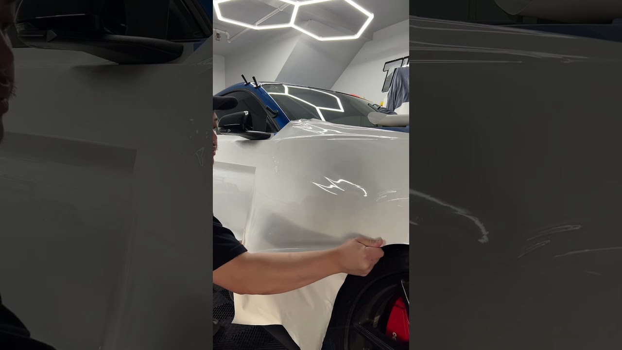 Wrapping a ford mustang Shelby GT500 in 3M 2080 new high gloss white!