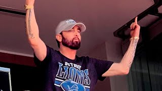 Watch Lions Superfan Eminem Having Fun with 49ers Fans at NFC Championship Game (Best Moments)