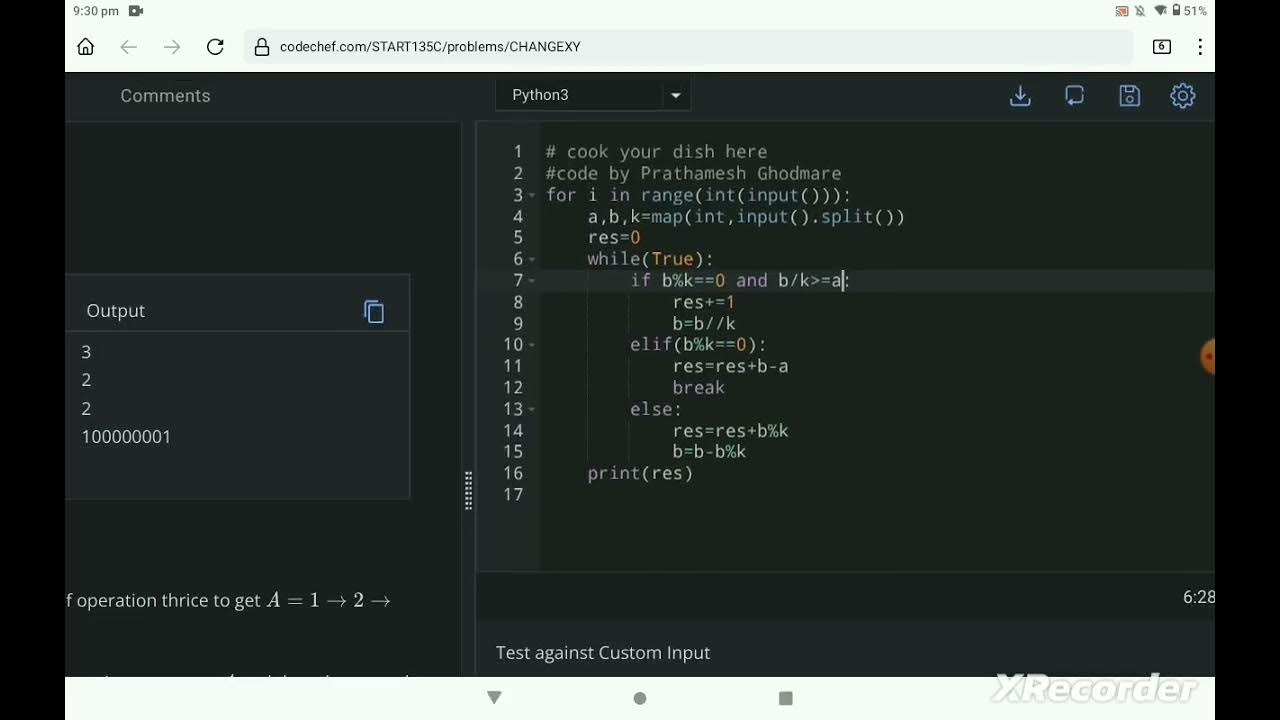 Change A to B Codechef Starter 135 Contest Solution python solution ...