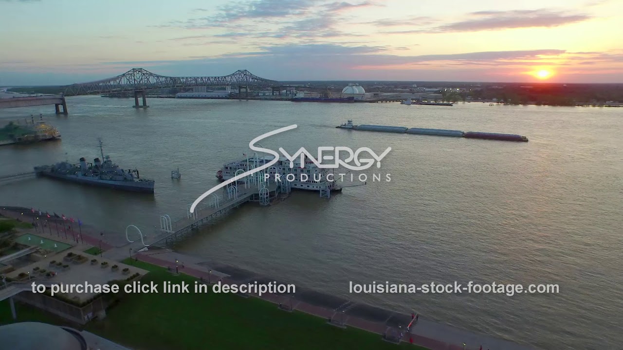 174 Epic awesome aerial shot of Baton Rouge Mississippi river water