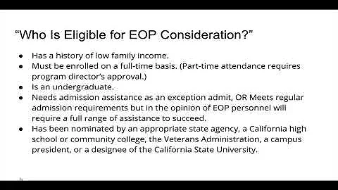 Educational Opportunity Program [EOP] Introduction