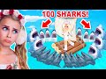100 SHARKS VS ME In Shark Bite! (Roblox)