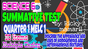 SCIENCE 6 SUMMATIVE TEST QUARTER 1 MELC 1 MULTIPLE CHOICE