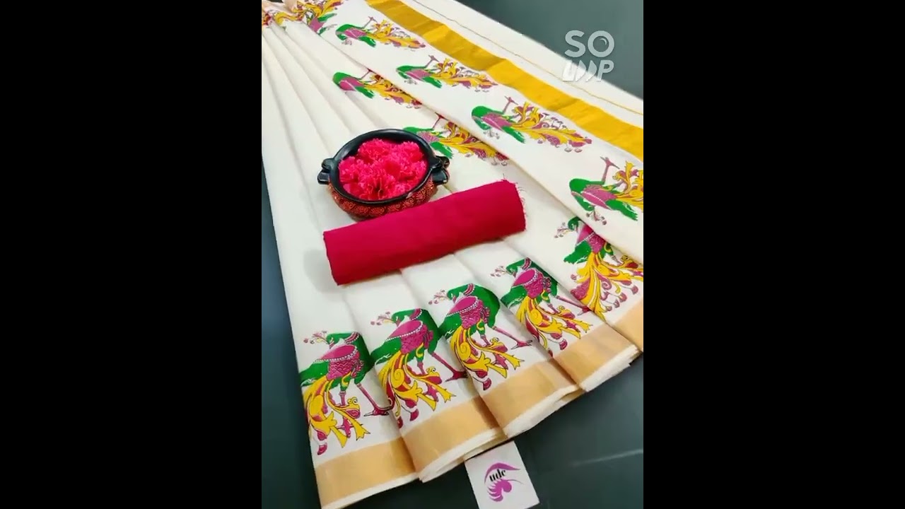 7/4/22 Hand painted kerala cotton sarees se To buy/ more details whatsapp +9607479208