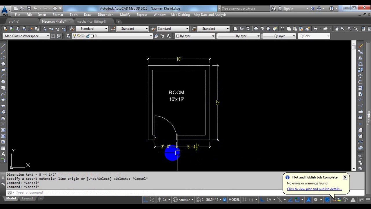 Draw a Room and Door in autocad YouTube