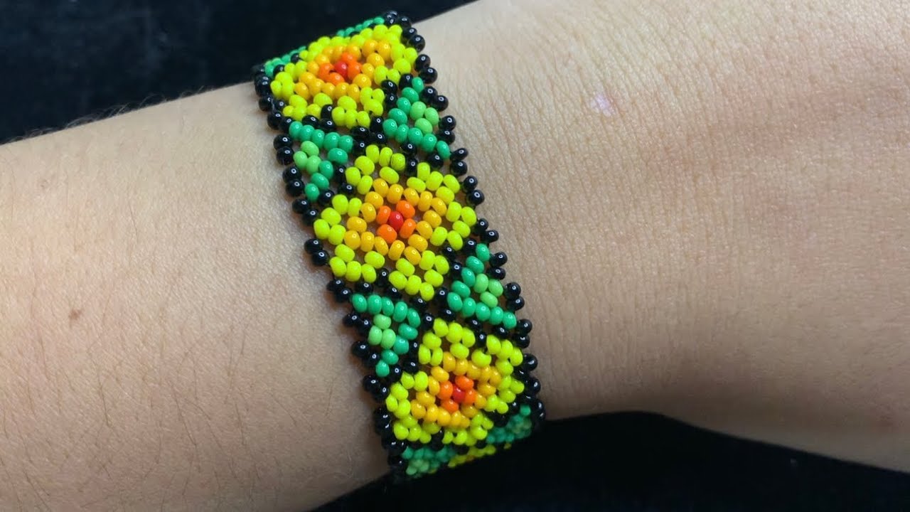 PULSERA HUICHOL EN MOSTACILLA PASO A PASO