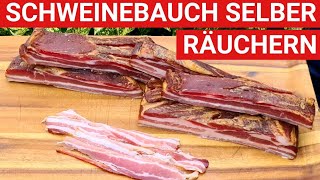 ♨️ GRILLBLITZ: Bauchspeck selber räuchern Bacon Schweinebauch kalträuchern, Anleitung, Schinken