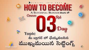90 days blogging course day - 3  |  blogger settings in telugu | Blogging tutorial in telugu 2022