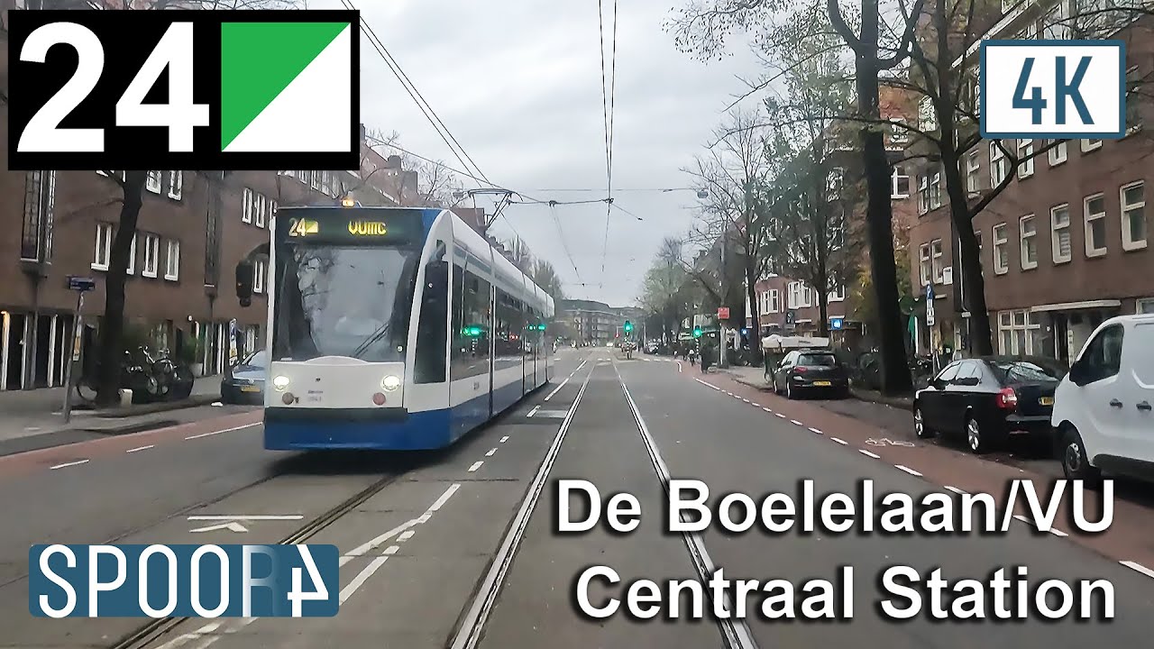 Cabinerit Tram 24 (Amsterdam) | De Boelelaan/VU - Centraal Station (Tram Driver's POV)