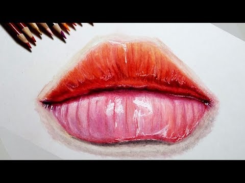 色鉛筆で唇を描いてみた 口のイラスト Draw Lips Realistically With Colored Pencils Youtube