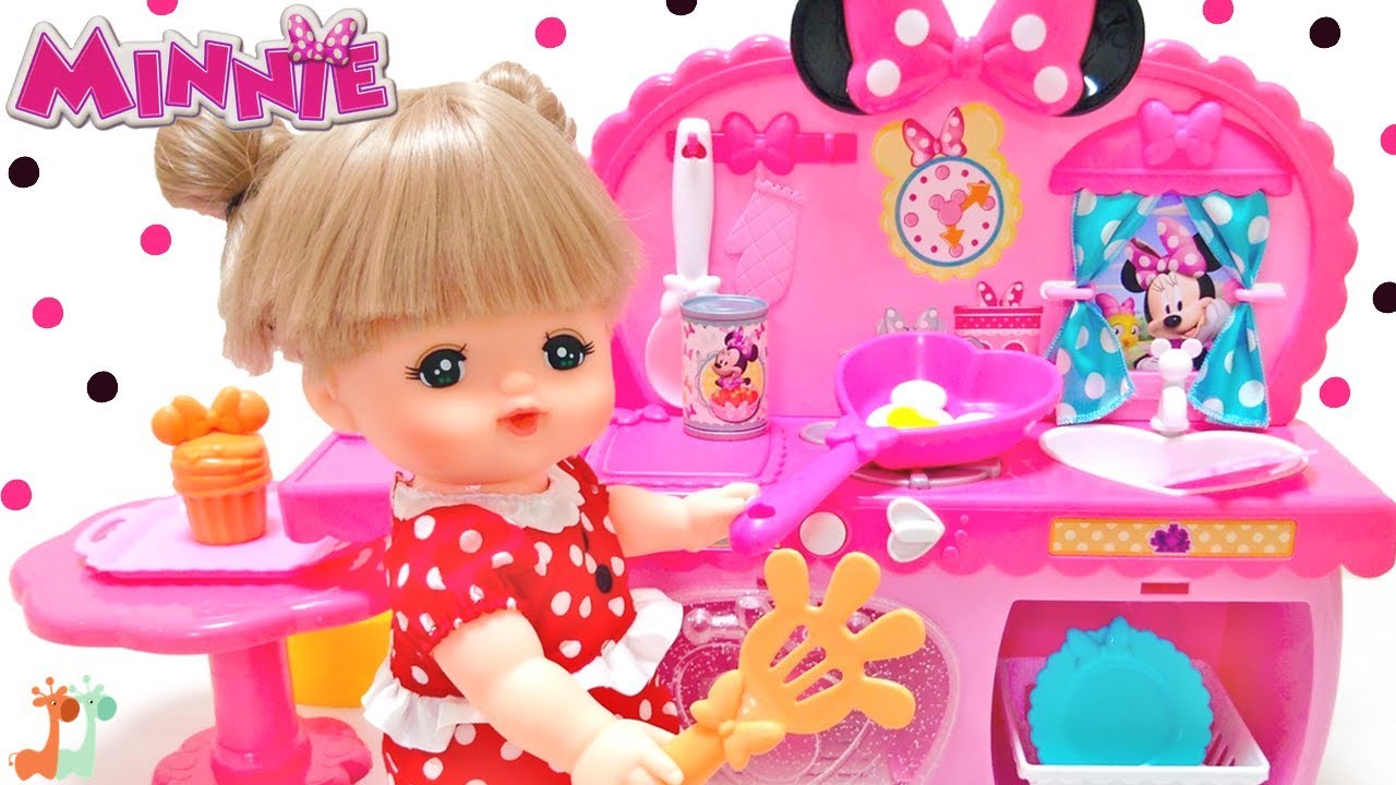 メルちゃん ミニーマウス ミニキッチンでお料理 ディズニー Minnie Mouse Bowtastic Kitchen Playset Disney Youtube