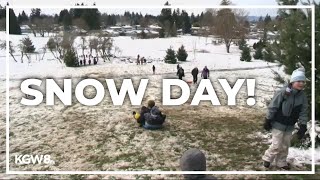 With schools closed, Portland-area students enjoy the snow day