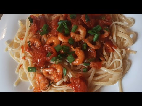 Видео: Паста със скариди и домати