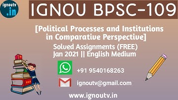 IGNOU BPSC-109 Solved Assignment Jan 2021 [FREE] || IGNOU BAPSH || BPSC-109 || IGNOU TV || IGNOU ||
