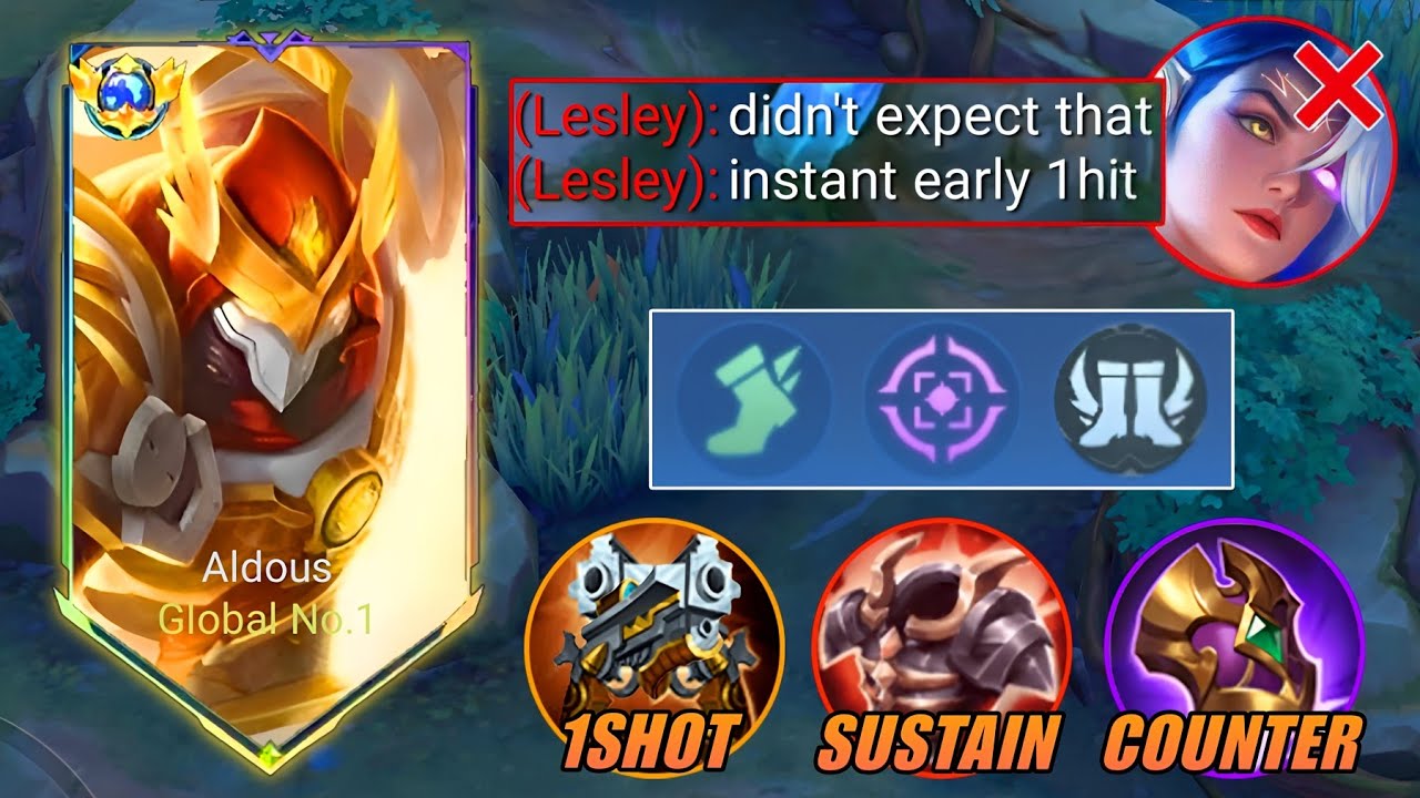 ALDOUS MID LANE EARLY 1HIT TRICK WITH FULL ROTATION GAMEPLAY (1HIT BUILD AND EMBLEMSET 2024)