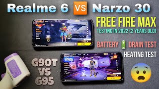 Realme 6 ? Realme Narzo 30 Free Fire Max  gaming test in 2022 || battery drain test & heating test