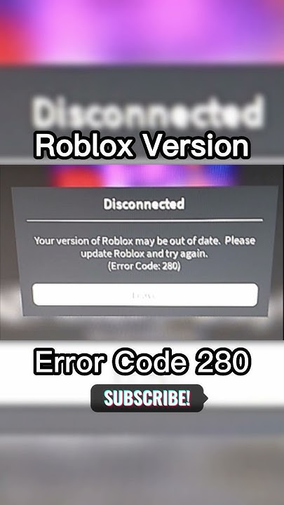 Roblox Version Error Code 280 #roblox #robloxglitch #robloxshorts - YouTube