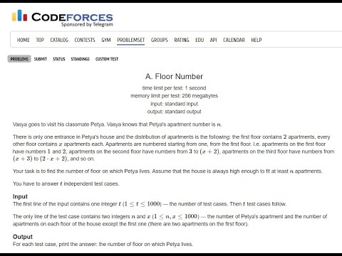 Floor Number 1426 A Codeforces C++