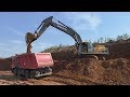 Volvo EC480D L loading Mercedes-Benz Actros trucks part 1