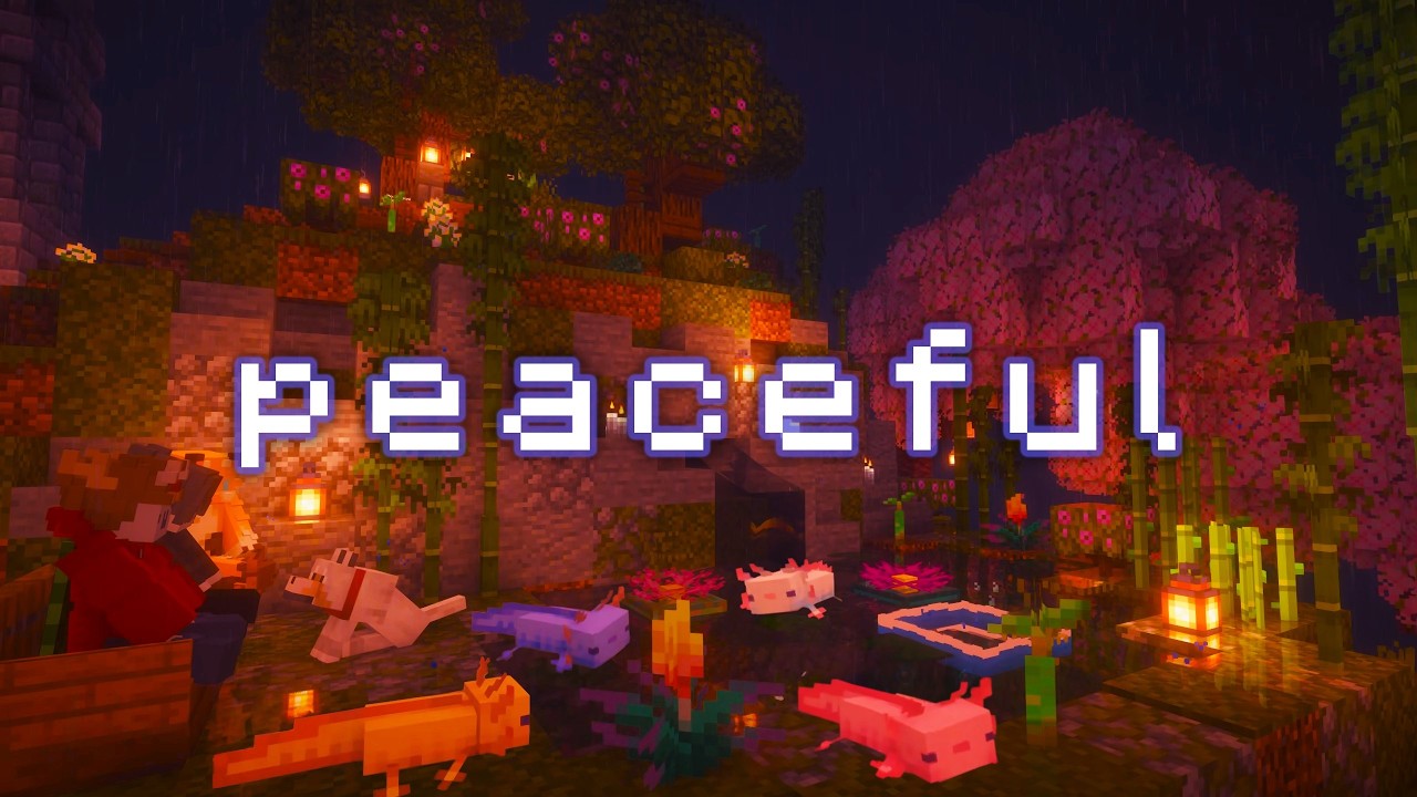 take a deep breath and relax... (minecraft music w/ soft water, rain)