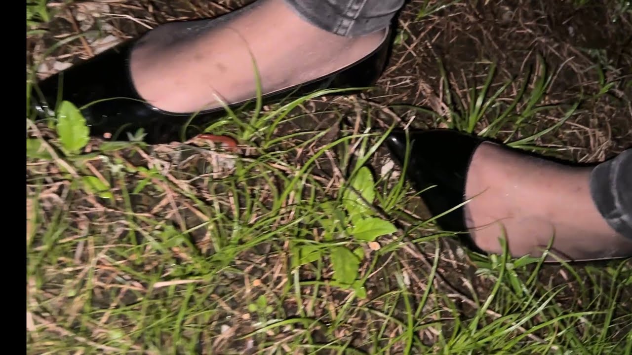 stuck in black office heels