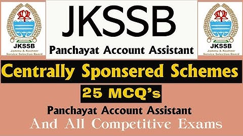 centrally Sponsered Schemes MCQ,s l JKSSB Panchayat Account Assistant l All Competitive Exams