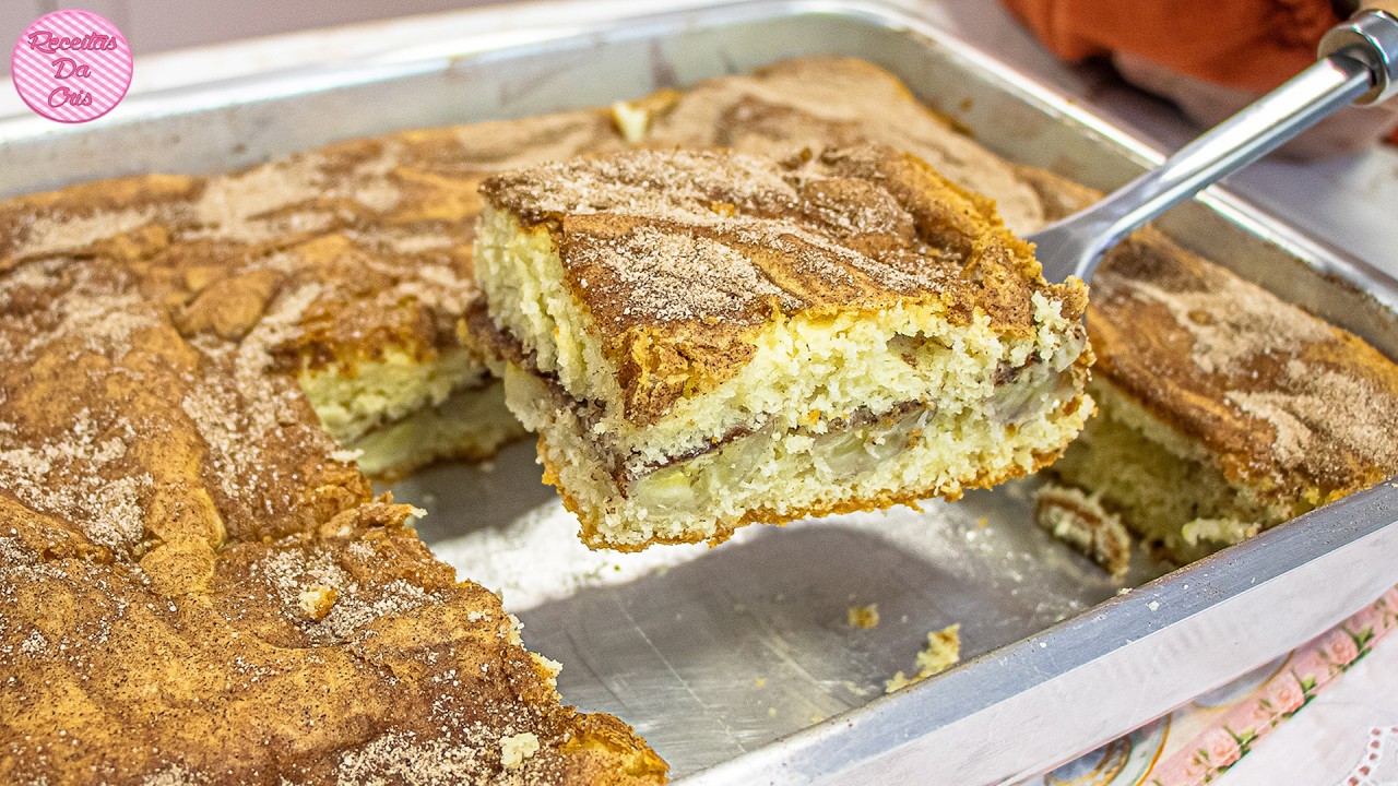 BOLO DE BANANA COM AÇÚCAR E CANELA - JÁ SAI DO FORNO RECHEADO! | RECEITAS DA CRIS