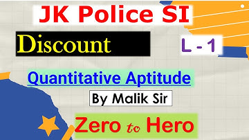 Discount | Profit and Loss |Short Tricks| Quantitative Aptitude| JK Police SI  |JKSSB Forester |L-1