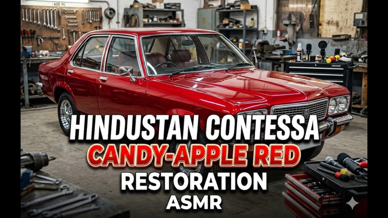Hindustan Contessa Barn Find – Candy-Apple Red Paint Restoration ASMR