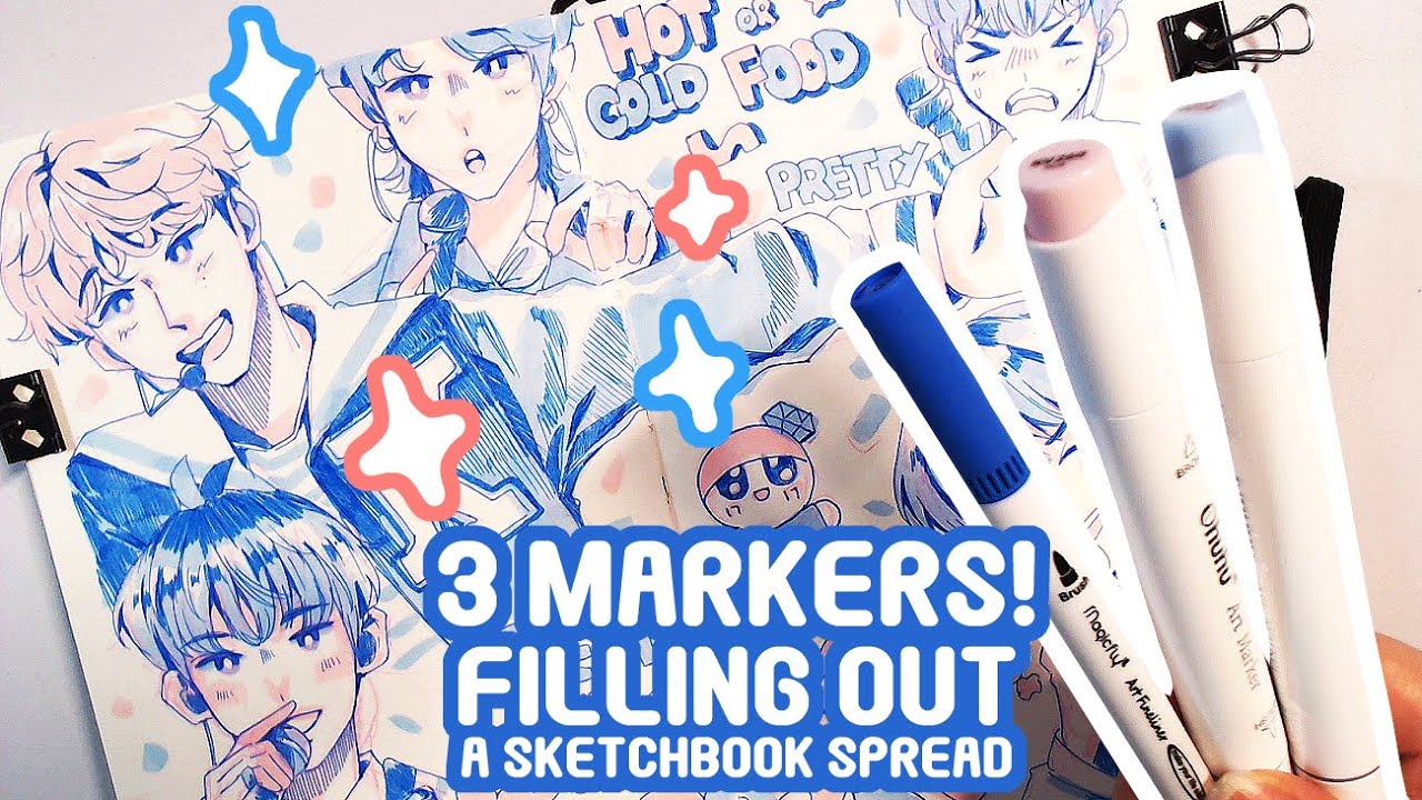 3 Markers Sketchbook Spread! 