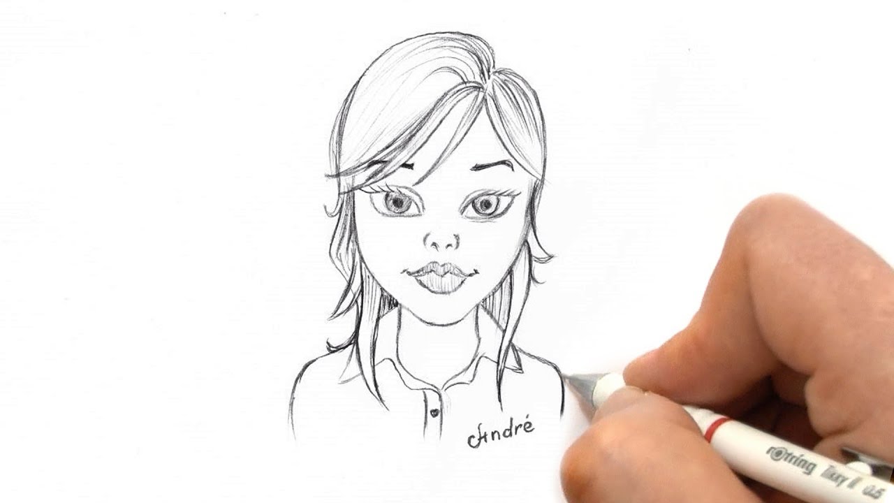 How To Sketch A Simple Face Of A Beautiful Girl Cartoon Pencil Sketch For Beginners Youtube