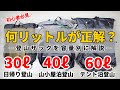 ［登山ギア］何リットルが正解！？初心者向け！登山ザックの選び方～日帰りから山小屋泊、テント泊縦走登山まで～男性・女性ともにおすすめの20ℓ・30ℓ・40ℓ・50ℓ・60ℓ・70ℓ台のザック比較！