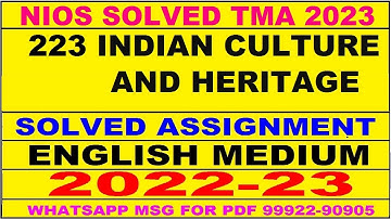 nios indian culture and heritage 223 solved assignment 2022-23 | nios tma solved 2022-23 class