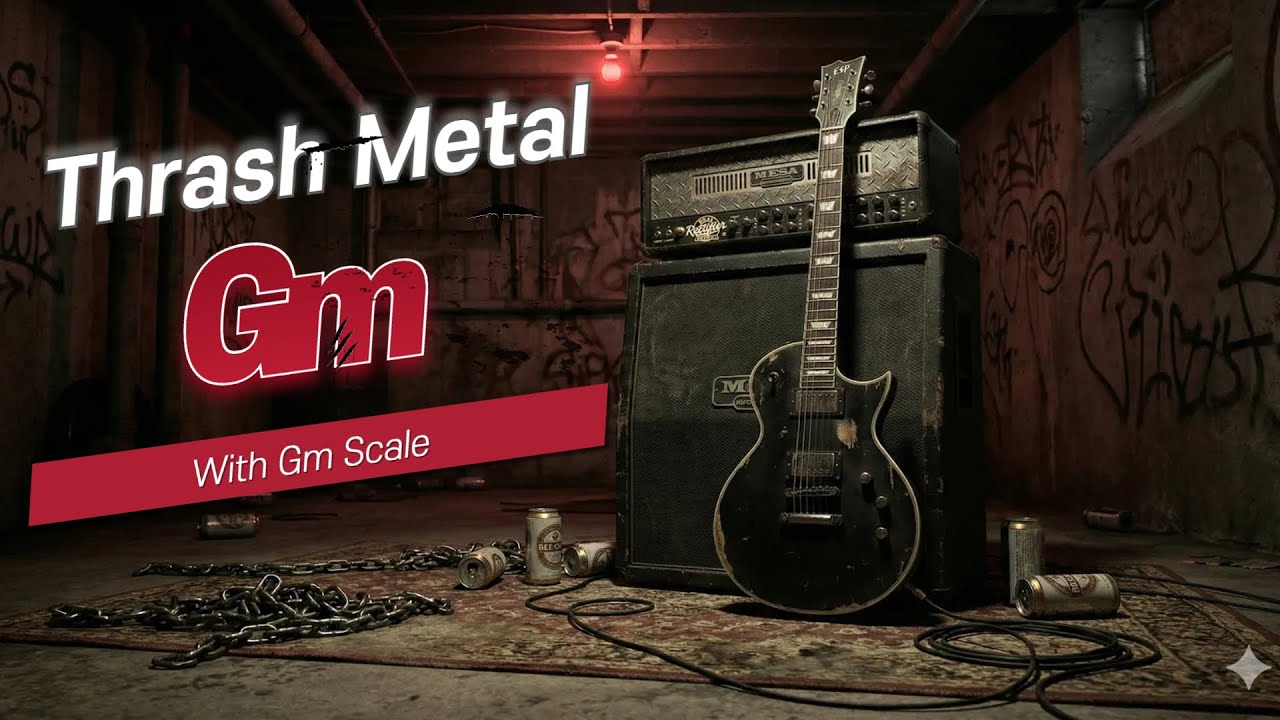 Aggressive Thrash Metal Guitar Backing Track in G Minor (Gm) | Jam Track