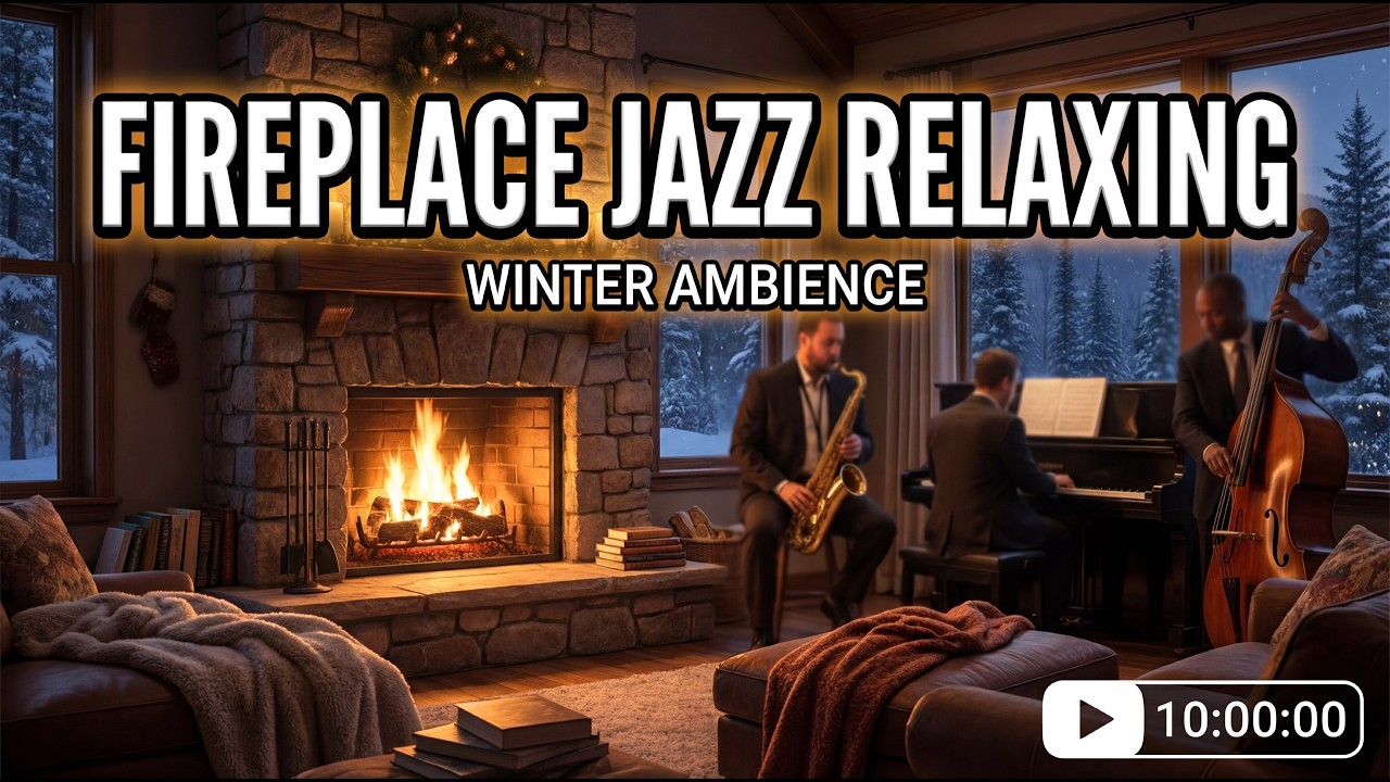 Fireplace Jazz Work & Study – 4K Cozy Winter Ambience for Deep Focus and Productivity