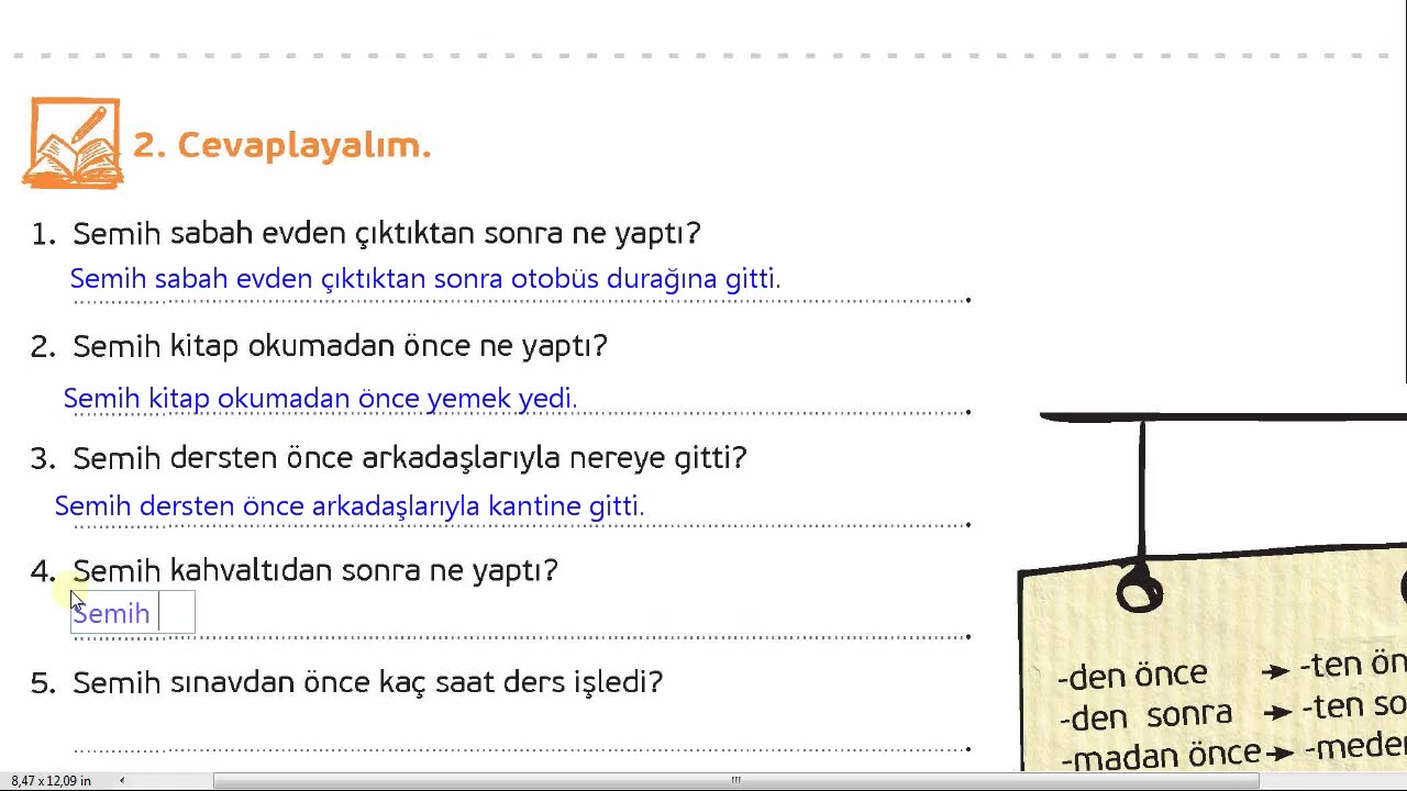 دروس | A2-3| حل أسئلة درس يوم سميح Semih'in Bir Günü