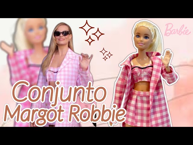 Roupas Vestido da Boneca Barbie Novo Filme 2023 Margot Robbie Kit  5(1vestido Xadrez Rosa rodado, 1vestido curto com short e chapéu, 1Maiô  listado, 1conjunto listado Ken, 1conjunto vermelho/azul Ken em Promoção na