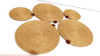 كروشيه مفرش /كوستر /بحبل الخيش/طريقه عمل مفرش اوكوستر حبل الخيش مفرشJute rope coaster