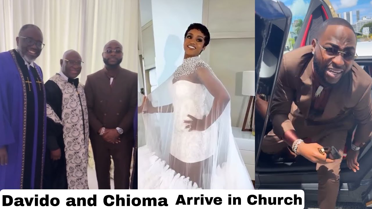 Davido and Chioma Step out in Miami First Appearance at their White Wedding as the Arrive in Church
