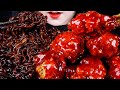 ASMR SPICY CHICKEN, BLACK BEAN NOODLES, RED CHICKEN/양념치킨 먹방, 짜파게티 먹방, 짜장 라면, 불닭 양념치킨 먹방MUKBANG