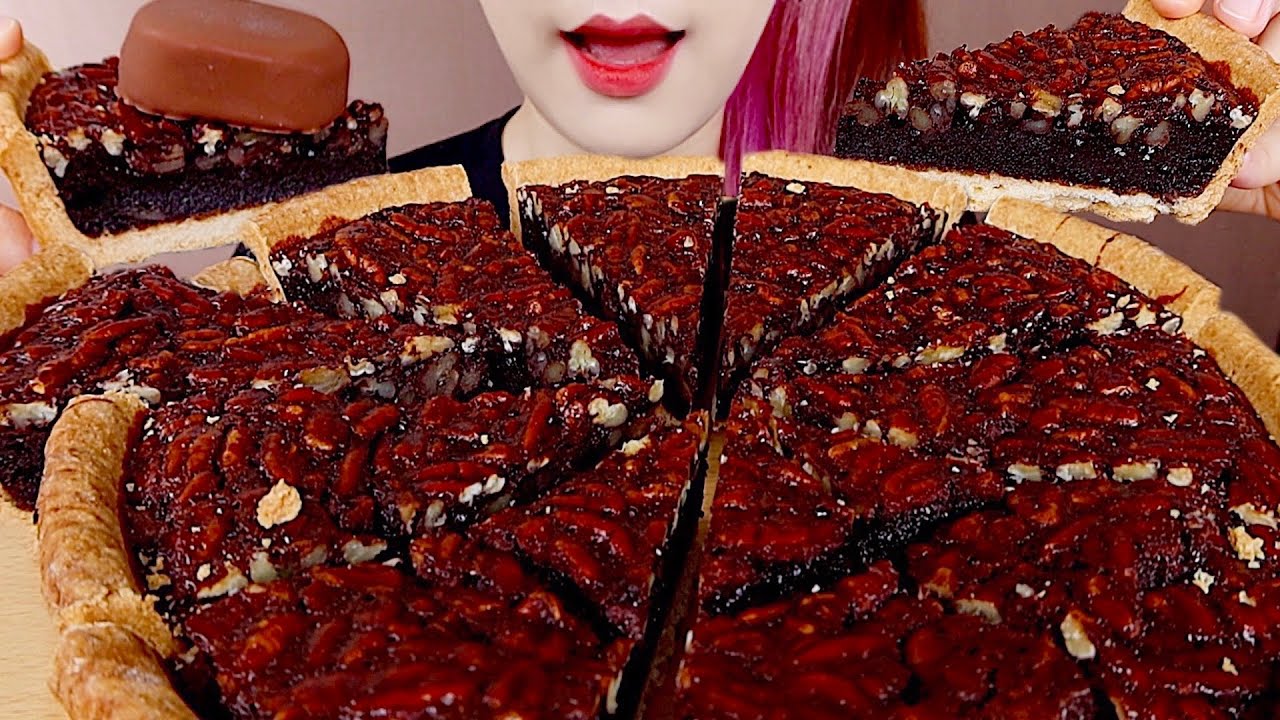 ASMR 🍫CHOCOLATE PECAN PIE & CRUNCH CHOCOLATE ICE CREAM MUKBANG 바삭한 초코 피칸 파이&아이스크림 먹방 eating sounds