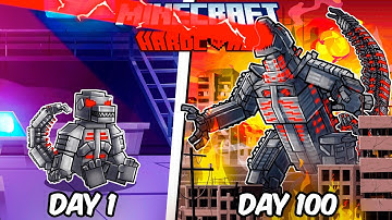I Survived 100 Days as MECHA GODZILLA in Hardcore Minecraft!