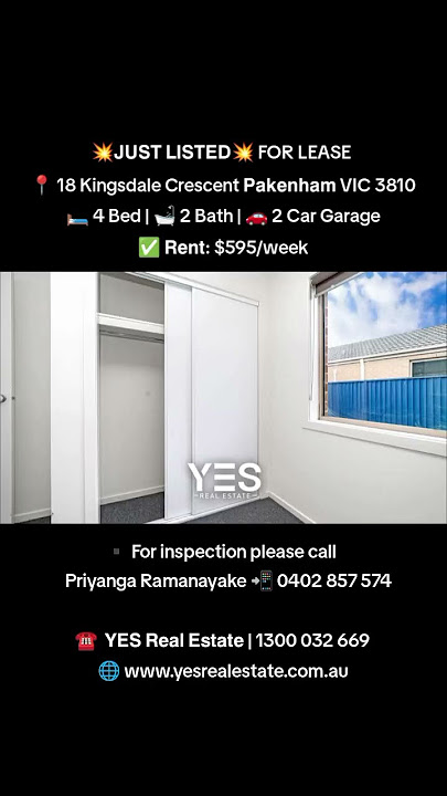 FOR LEASE 📍 18 Kingsdale Crescent 𝗣𝗮𝗸𝗲𝗻𝗵𝗮𝗺 VIC 3810🛏️ 4 🛁 2 🚗 2  #forrent #forlease   #melbourne