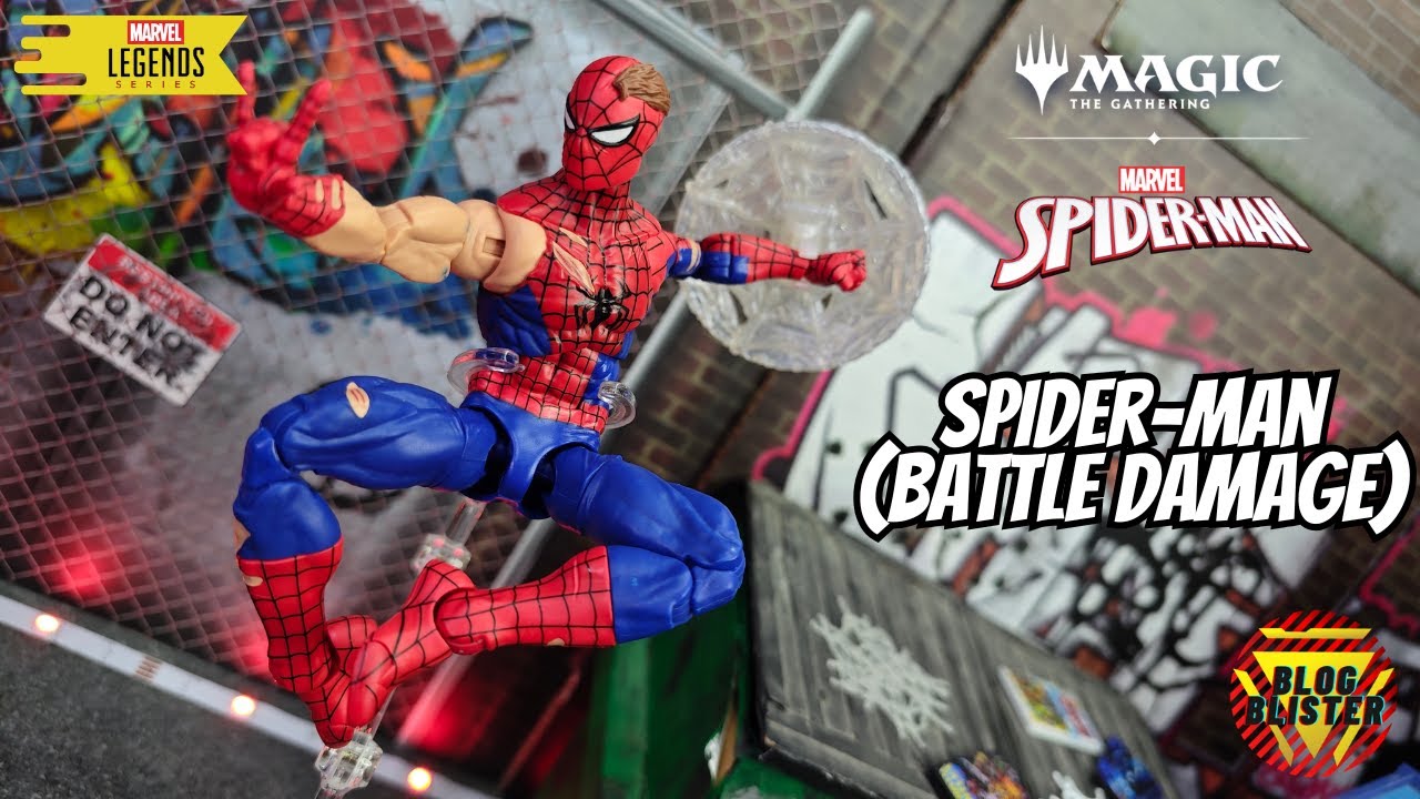 Marvel Legends SpiderMan Battle Damage Magic The Gathering Card Reseña Review En Español