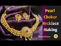 Pearl choker necklace making at home | DIY pearl choker Necklace | Hindi